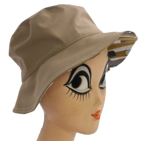 Chapeau de pluie beige revers bayadére