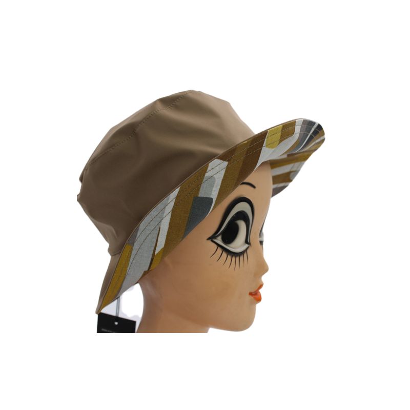 Chapeau de pluie beige revers bayadére