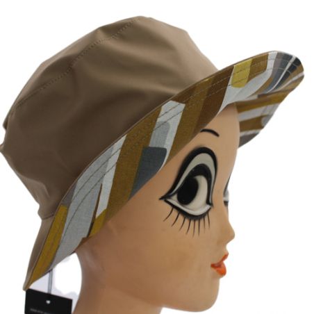 Chapeau de pluie beige revers bayadére