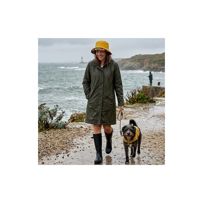 Chapeau de pluie jaune revers fleuri