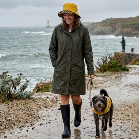Chapeau de pluie jaune revers fleuri