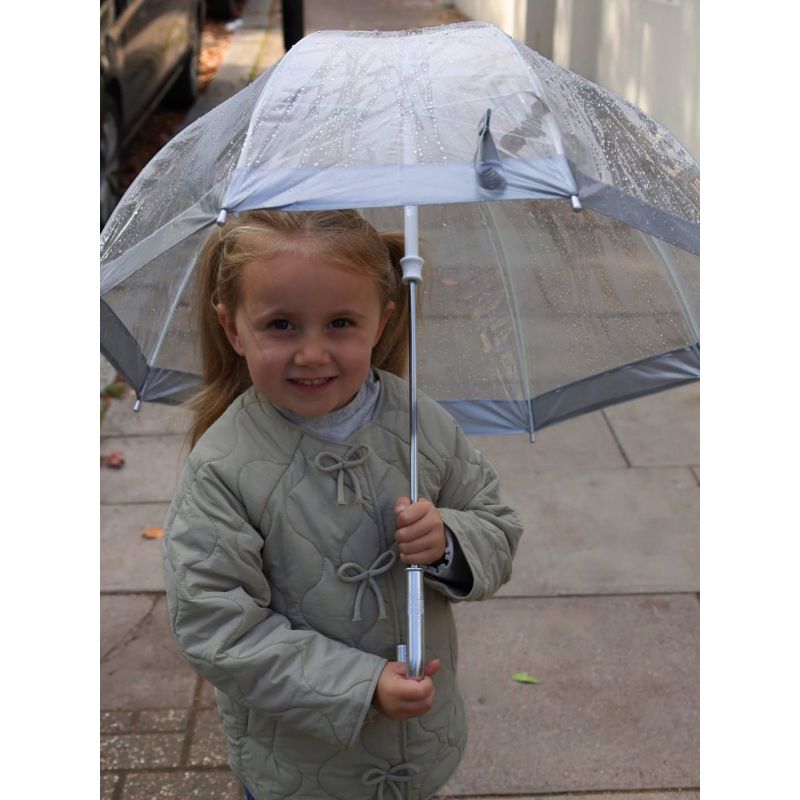 Parapluie enfant cloche transparent bordure argent