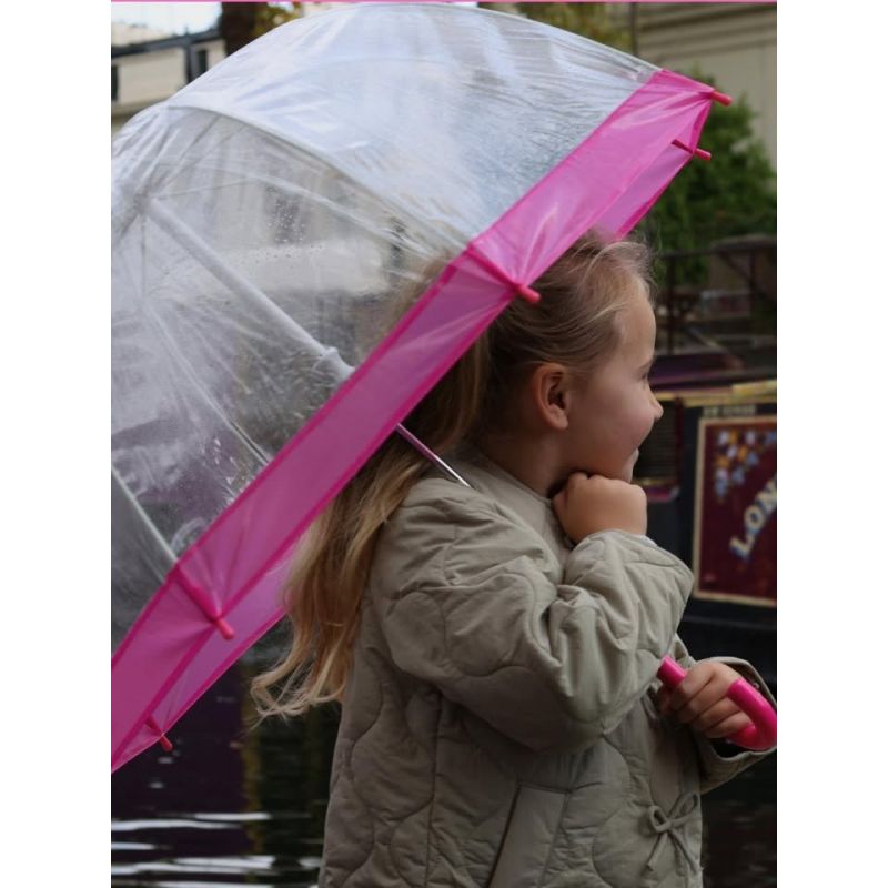 Parapluie enfant cloche transparent bordure rose