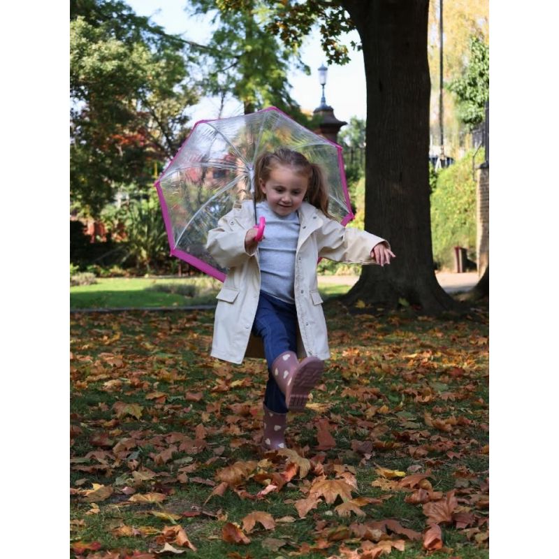 Parapluie enfant cloche transparent bordure rose