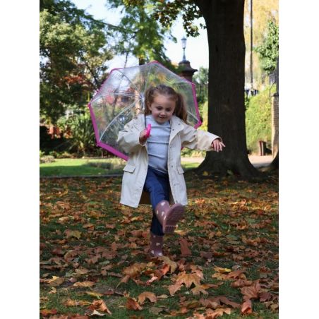 Parapluie enfant cloche transparent bordure rose