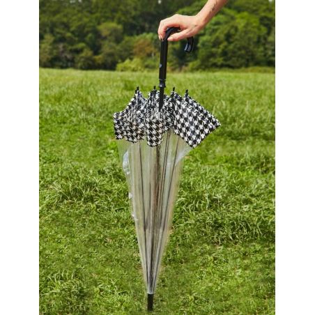 Parapluie cloche transparent anglais pied de poule