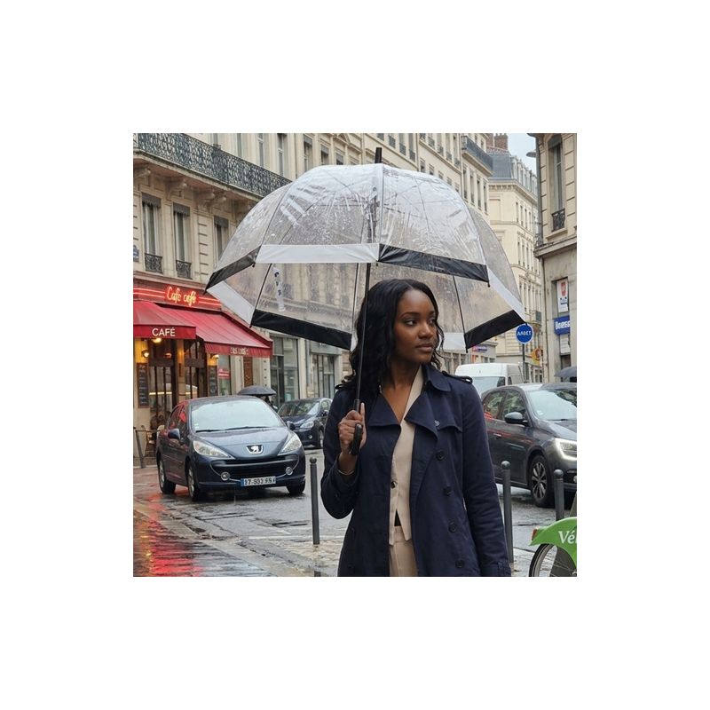 Parapluie cloche transparent damier noir et blanc