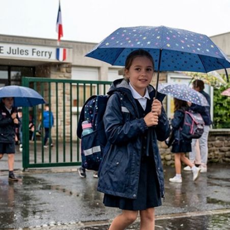 Petit parapluie pliant bleu pour collégienne