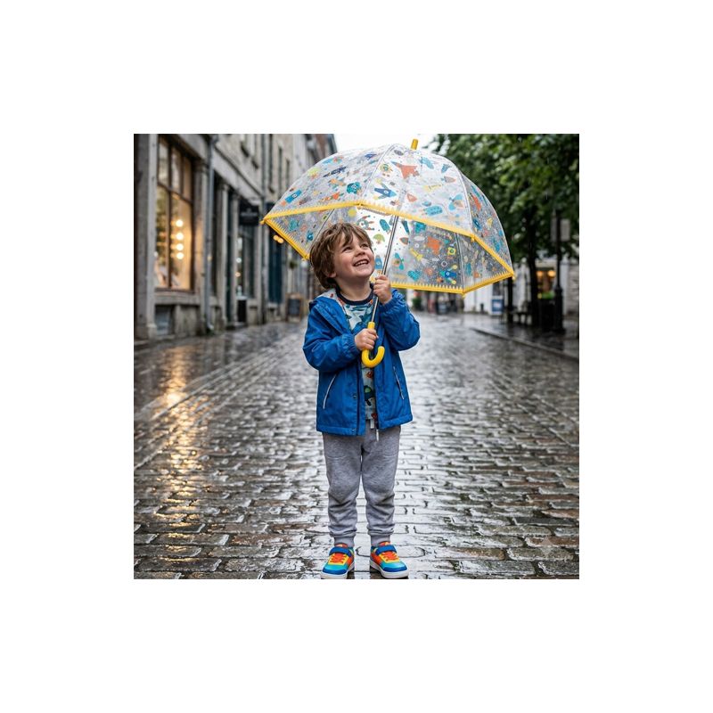 Parapluie cloche transparent fusées
