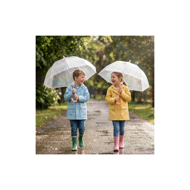 Parapluie enfant transparent coeurs multicolores