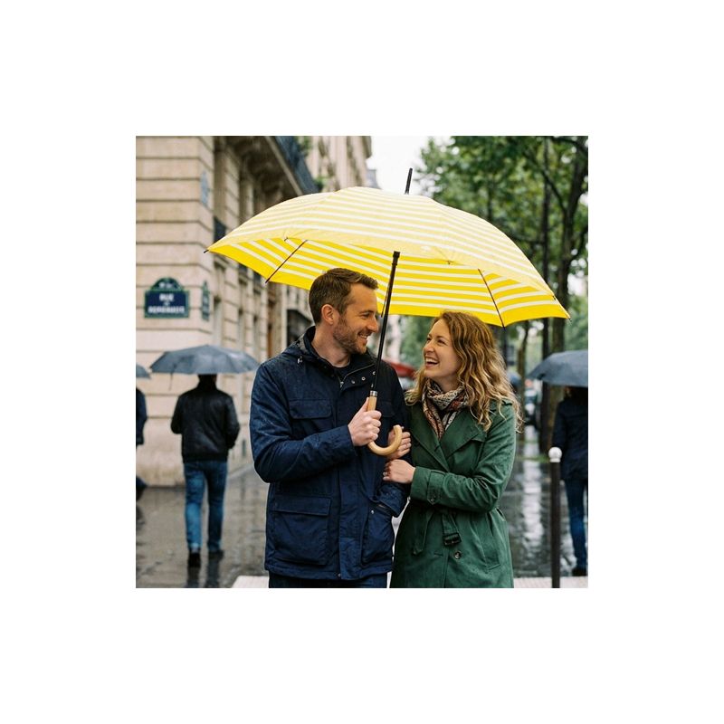 Parapluie canne marinière jaune fabrication française