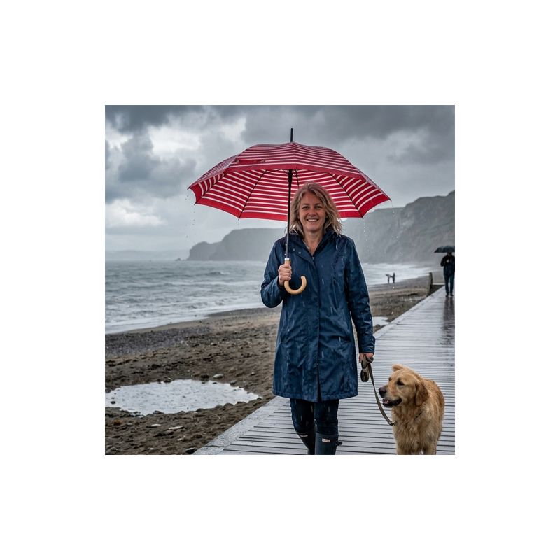 Parapluie canne marinière rouge fabrication française