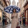 Parapluie canne Tour Eiffel bleue et blanche
