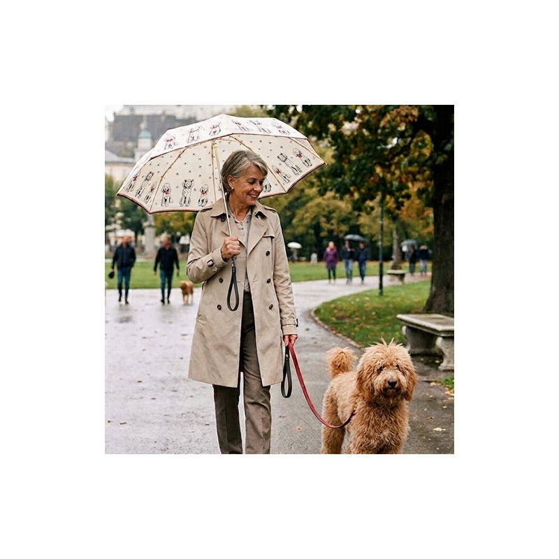 Parapluie de luxe pliant caniches tricolores