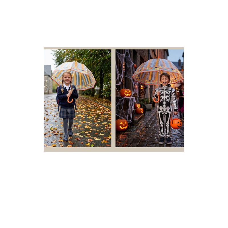 Parapluie cloche transparent rubans colorés