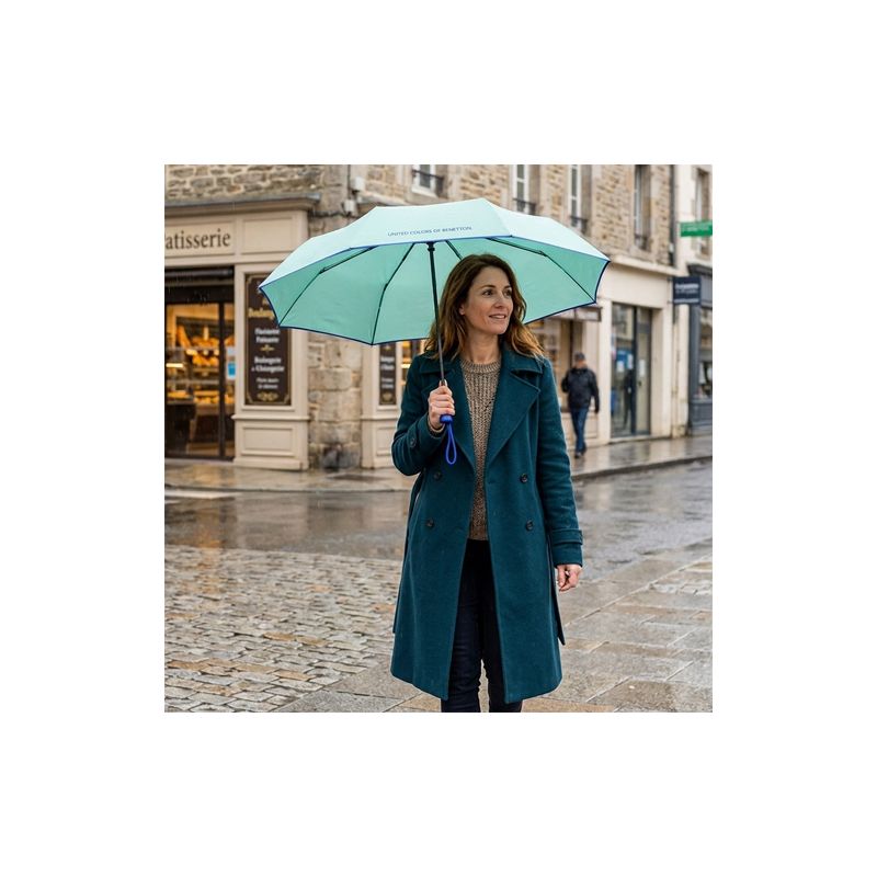 Parapluie automatique pliant vert menthe Benetton