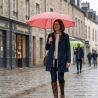Parapluie automatique pliant rose corail Benetton