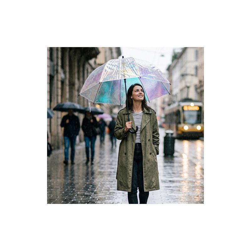 Parapluie cloche transparent toile irisée