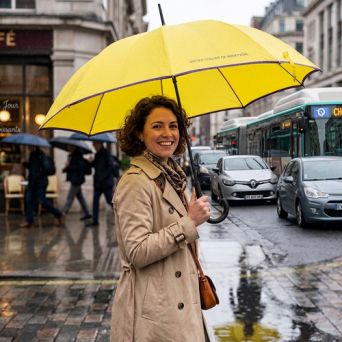 Parapluie long jaune soleil Benetton