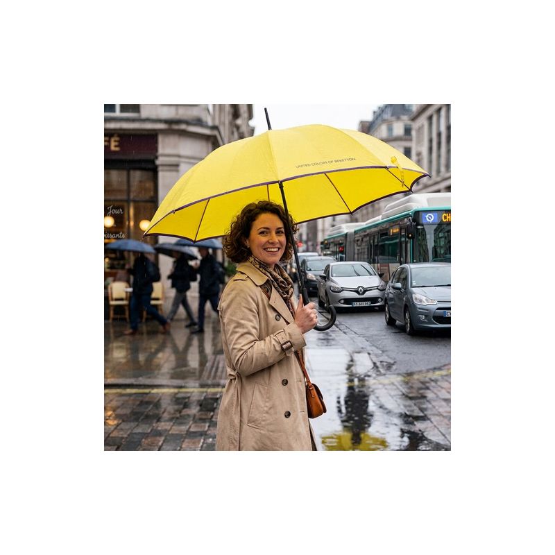 Parapluie long jaune soleil Benetton