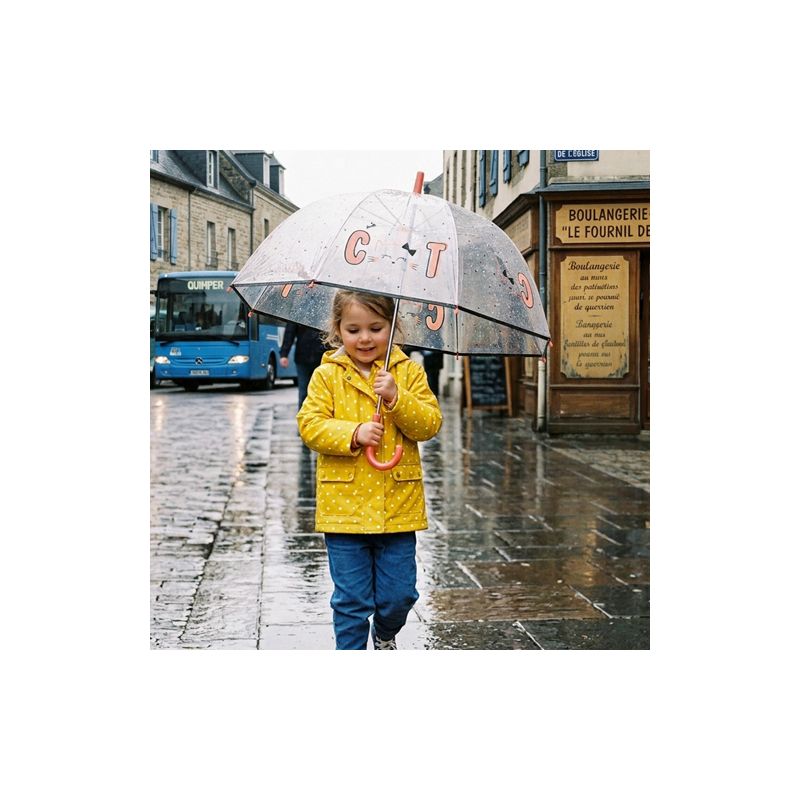 Parapluie enfant transparent Minou chaton