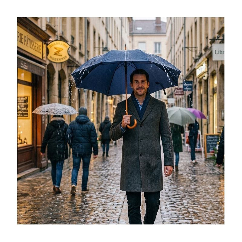 Parapluie bleu marine 10 baleines pour homme