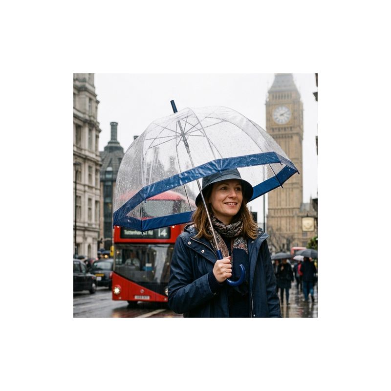 Parapluie transparent bleu navy Fulton