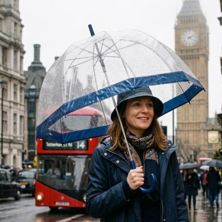 Parapluie transparent bleu navy Fulton