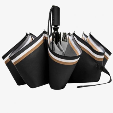 Parapluie pliant solide noir HUGO BOSS