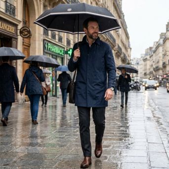 Parapluie pliant solide noir HUGO BOSS