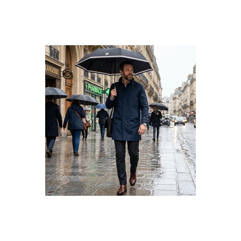 Parapluie pliant solide noir HUGO BOSS