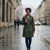 Parapluie transparent automatique liseré rose vif