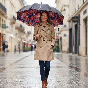 Parapluie canne double toile explosion couleurs