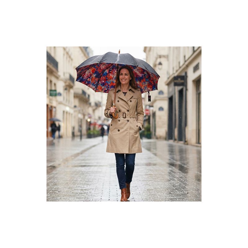 Parapluie canne double toile explosion couleurs