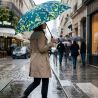 Parapluie canne Benetton fleurs et fond vert