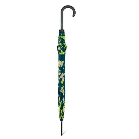 Parapluie canne Benetton fleurs et fond vert