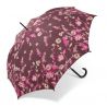 Parapluie canne Benetton fleurs et fond chocolat