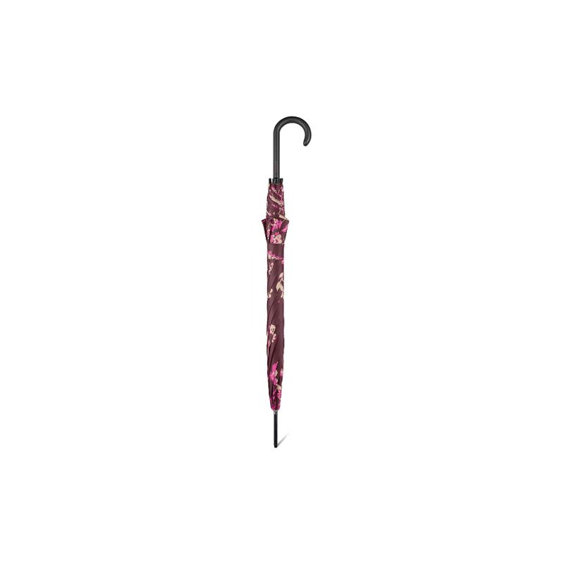 Parapluie canne Benetton fleurs et fond chocolat