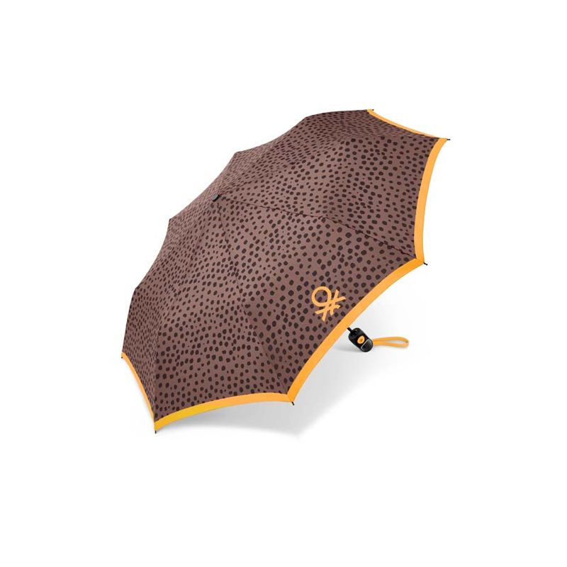 Parapluie pliant marron léopard Benetton