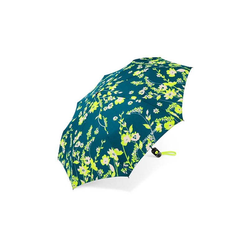 Parapluie pliant automatique Benetton fleurs et fond vert