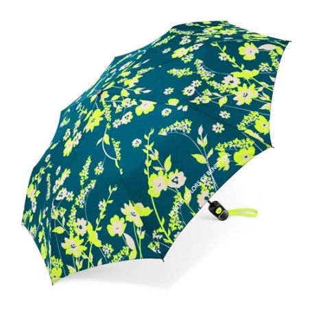 Parapluie pliant automatique Benetton fleurs et fond vert