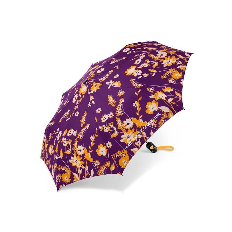Parapluie pliant automatique Benetton orange et violet