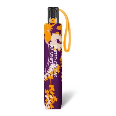Parapluie pliant automatique Benetton orange et violet