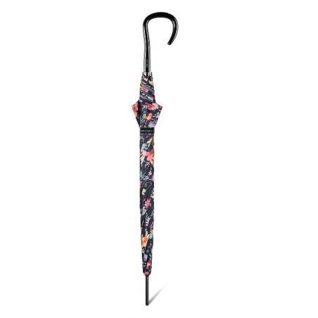 Parapluie canne Cardin motif floral noir