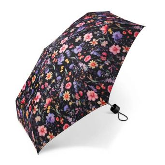 Micro parapluie pliant Cardin motif floral noir
