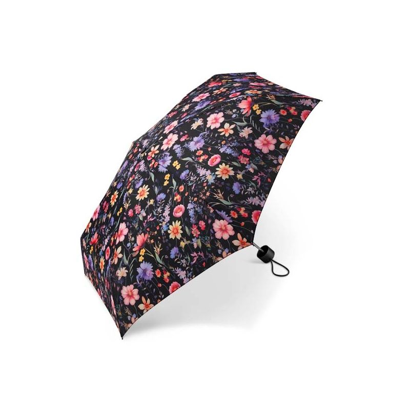 Micro parapluie pliant Cardin motif floral noir