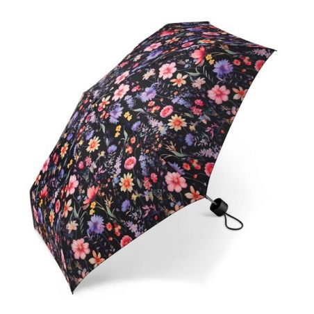 Micro parapluie pliant Cardin motif floral noir
