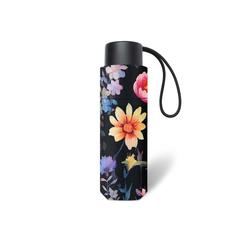 Micro parapluie pliant Cardin motif floral noir