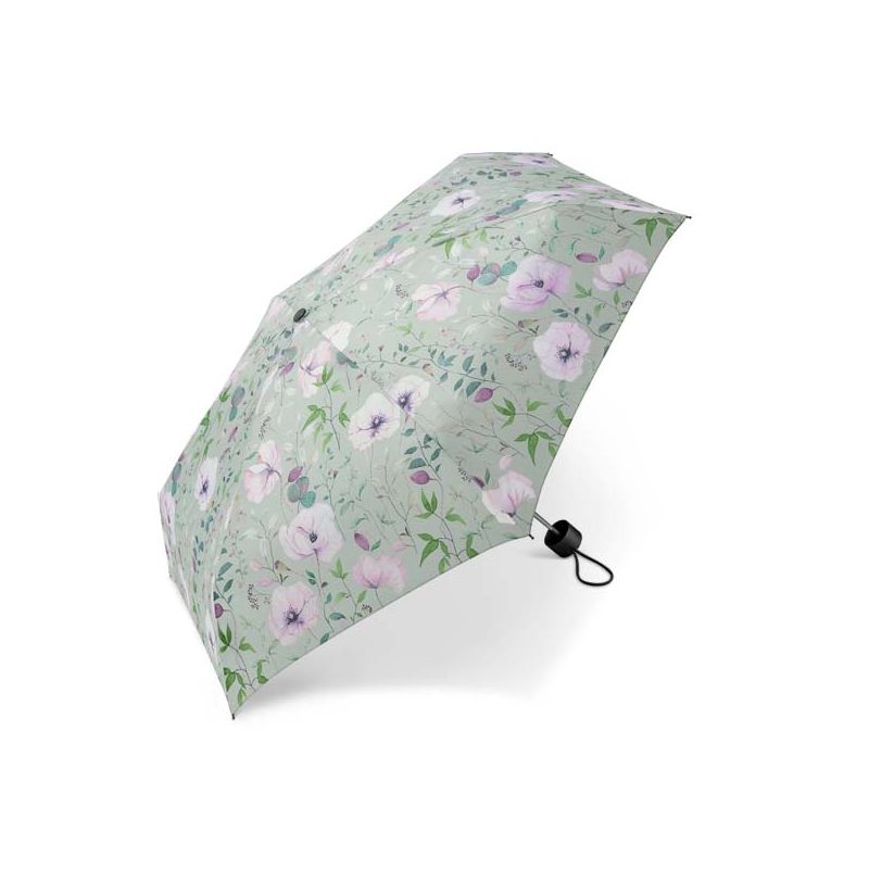 Micro parapluie pliable Cardin vert sauge à fleur