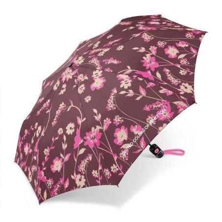 Parapluie pliant automatique Benetton fond marron chocolat